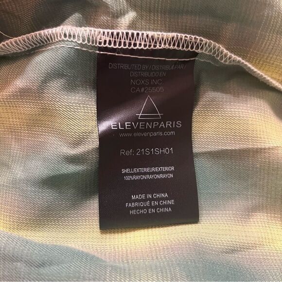 Eleven Paris Slim‎ Fit Plaid Button-Up Shirt - Wild Lime Punch Size Large - Picture 4 of 6